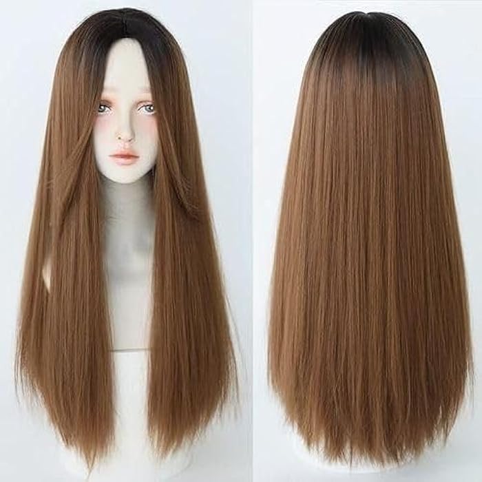 DILLARDS Long Synthetic Wig With Black Roots Ombre Blonde - Image 2